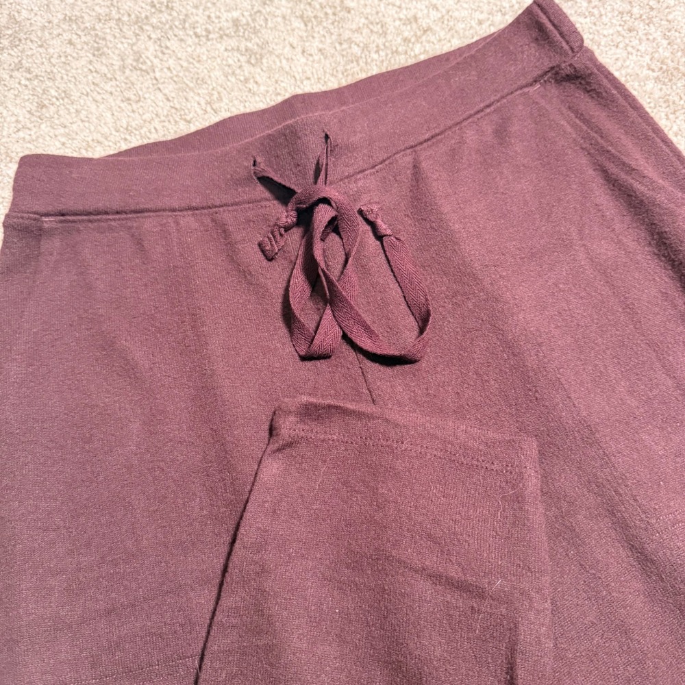 Max & Mia Women Burgundy Knit Jogger Pants Drawstring Waist Soft Lounge Small